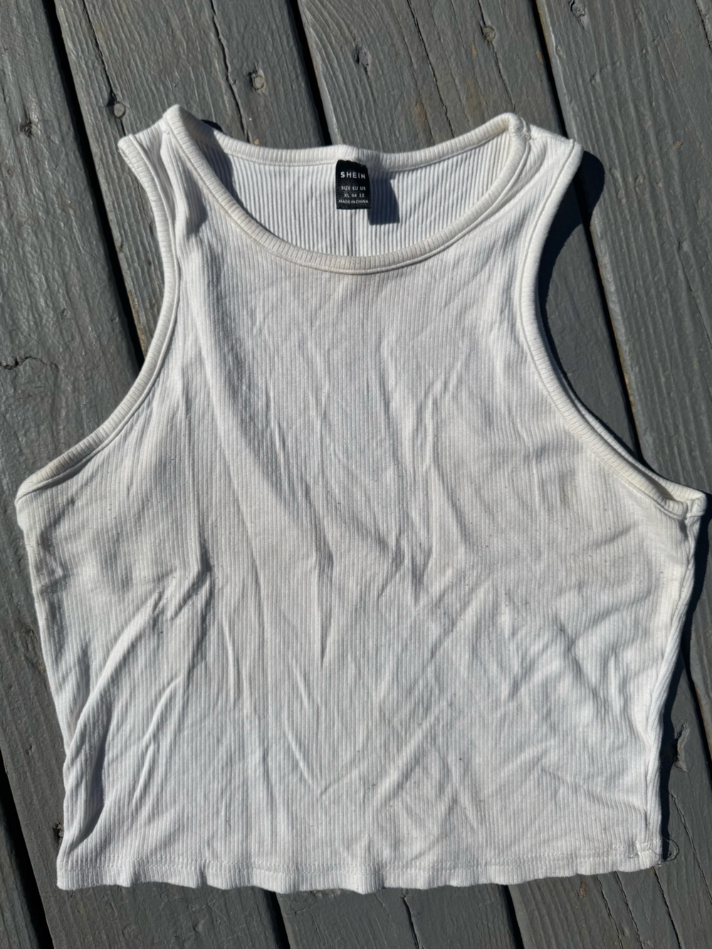 SHEIN White Ribbed Bandeau Tank Top